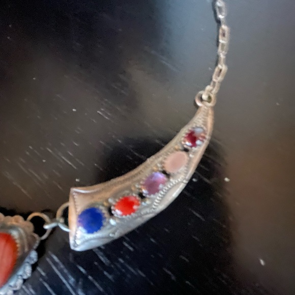 SOUTHWEST Zuni VIRGIL LEEKYA Sterling Silver Signed VL Multi Stone 16” necklace - Picture 5 of 6